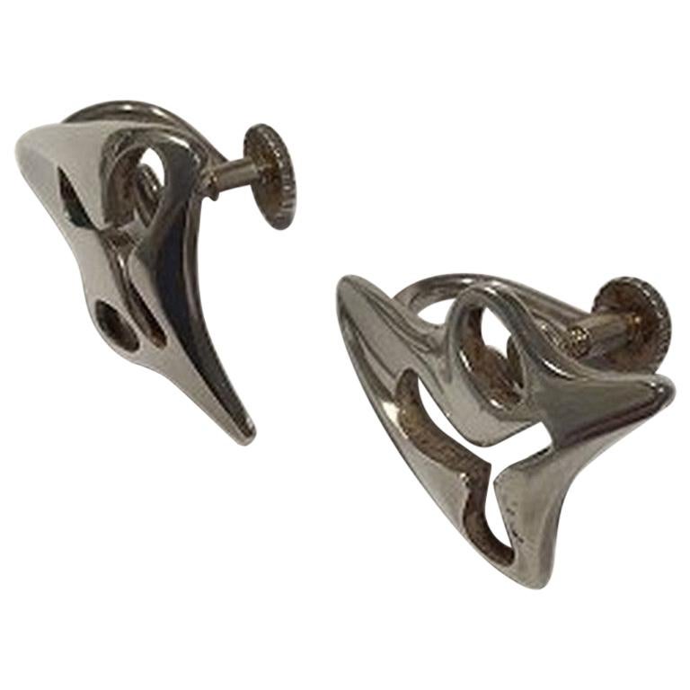 Georg Jensen Sterling Silver Earrings No 119 'Screws' Henning Koppel For Sale