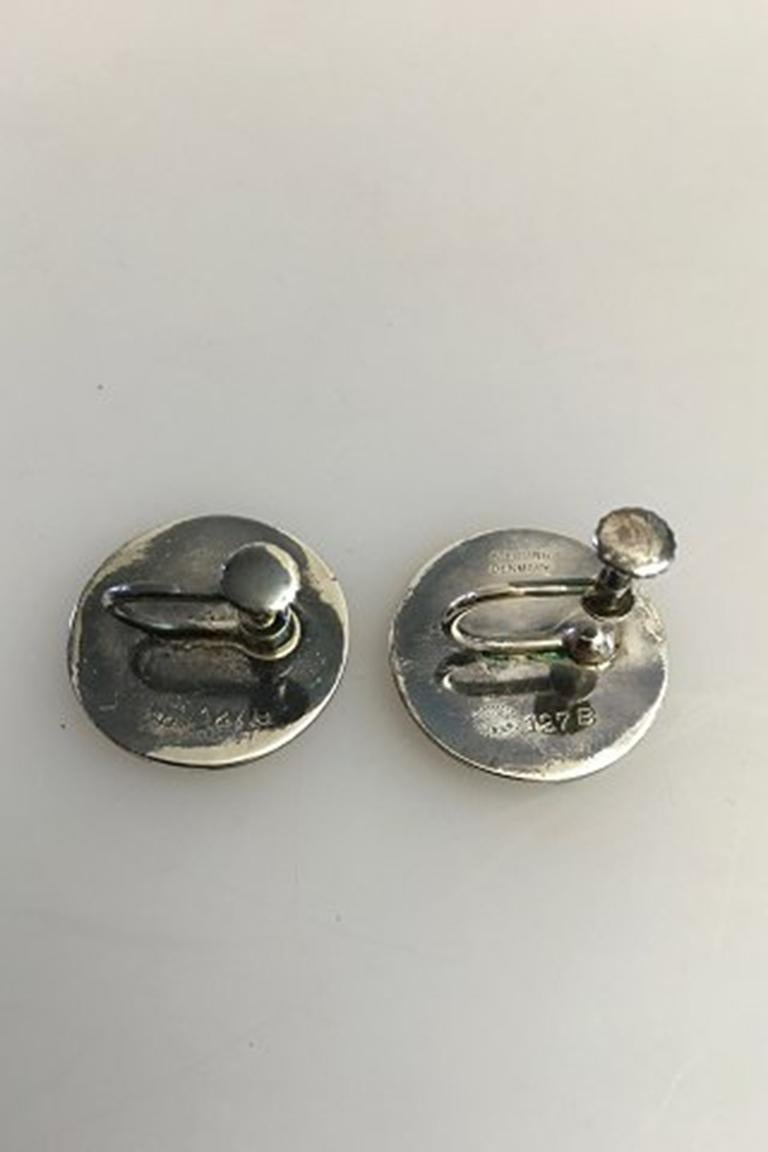 Art Nouveau Georg Jensen Sterling Silver Earrings No 127B For Sale