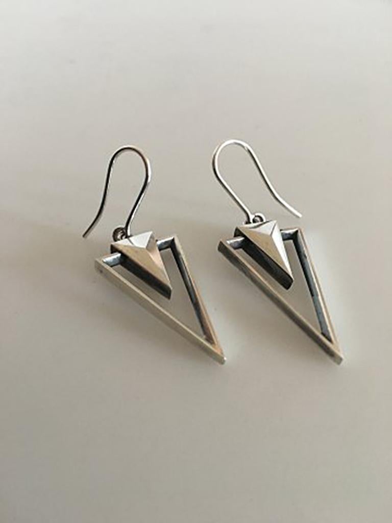 Georg Jensen Sterling Silver Earrings No 569A designed by Regitze Overgaard. Measures 2.7 cm / 1 1/16 in. The pair weighs 6.3 g / 0.22 oz.