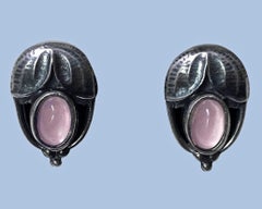 Georg Jensen Sterling Silver Earrings with Rose Quartz 2003