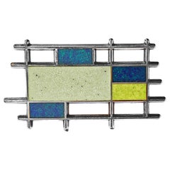 Georg Jensen Sterling Silver Enamel Abstract Brooch, Denmark, C.1960