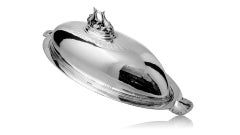 Plat à poisson et couvercle en argent Georg Jensen, Design #335