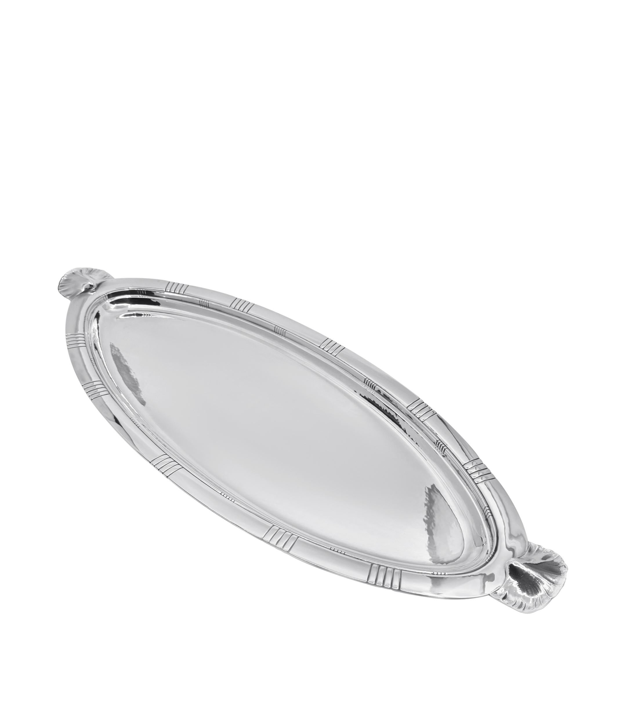 Art Nouveau Piatto e coperchio a forma di pesce in argento sterling di Georg Jensen, Design/One 335 in vendita