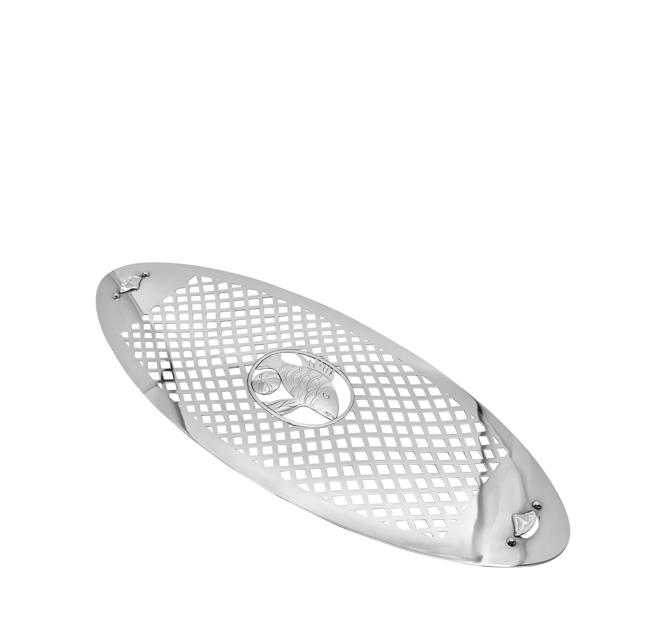 Argento 925 Piatto e coperchio a forma di pesce in argento sterling di Georg Jensen, Design/One 335 in vendita