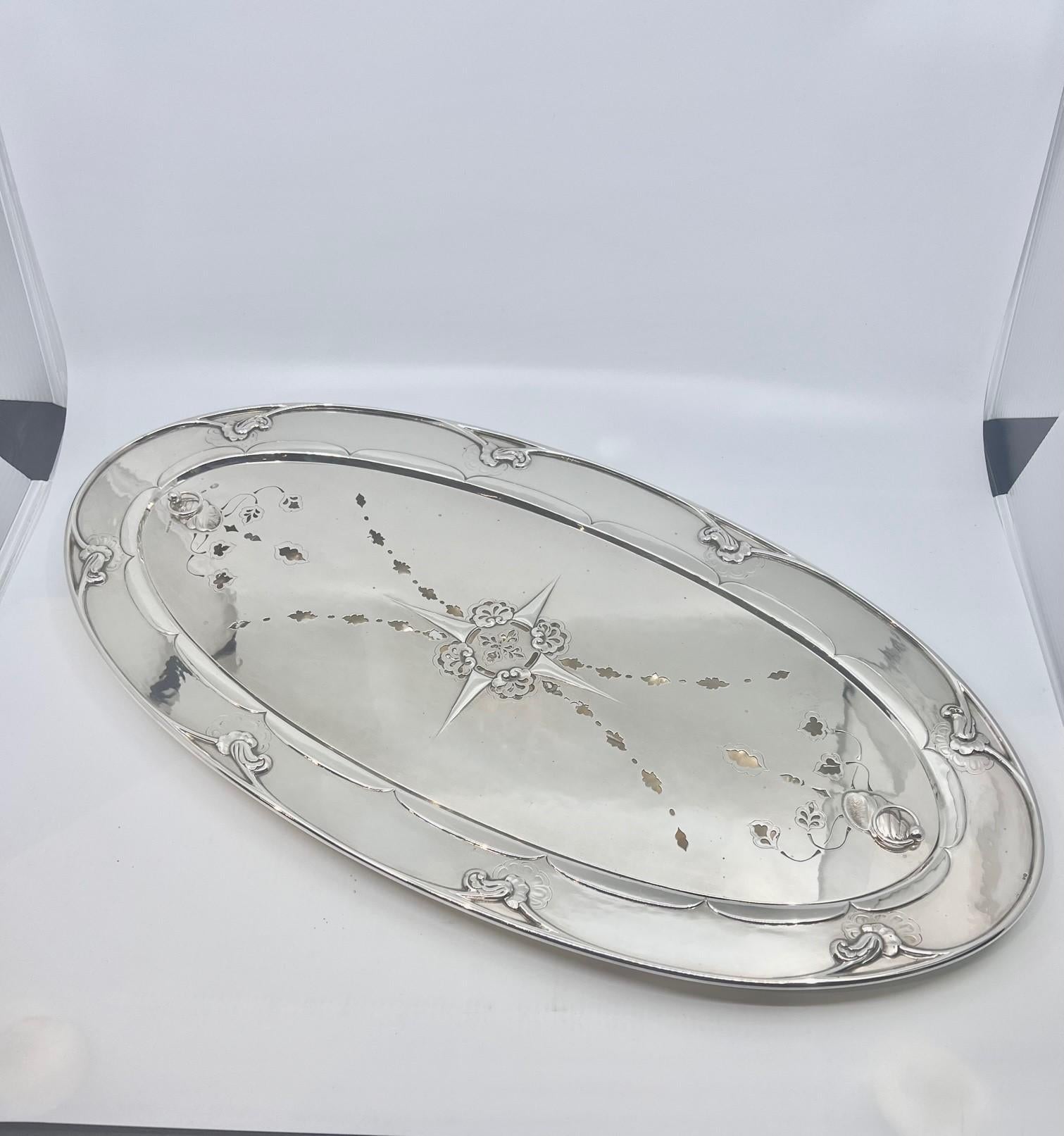 European Georg Jensen Sterling Silver Fish Platter and Mazarine #206 For Sale