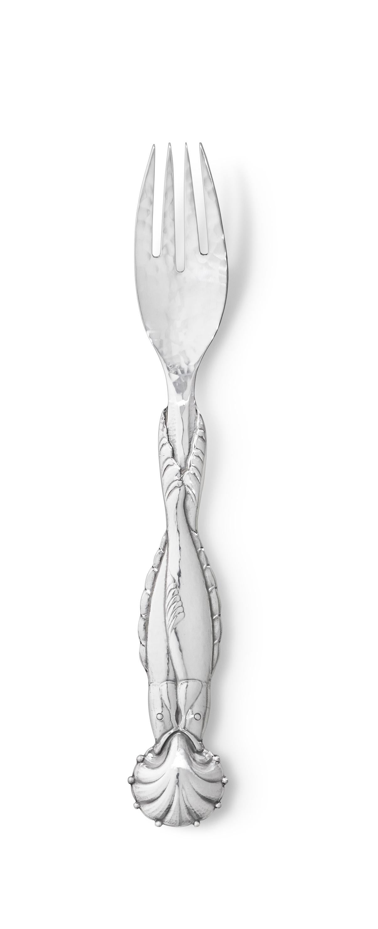 Danish Georg Jensen Sterling Silver Fish Service 55 for Twelve and Matching Serving Set For Sale