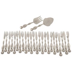 Georg Jensen Sterling Silver Fish Service 55 for Twelve and Matching Serving Set