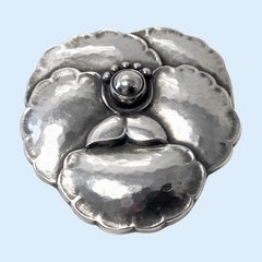 Georg Jensen Sterling Silver Flower Brooch # 113, Denmark 1933-44