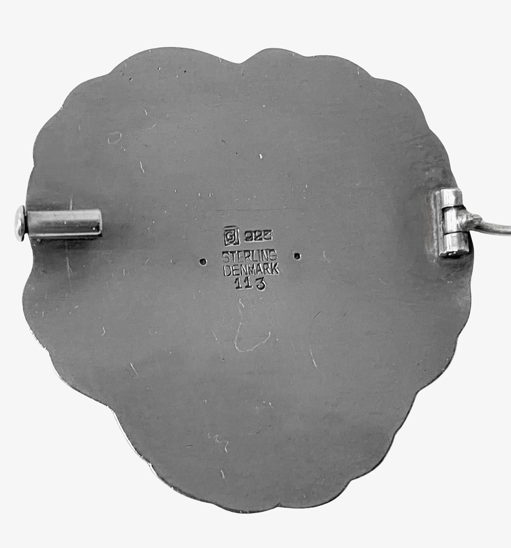 Georg Jensen Sterling Silver Flower Brooch # 113, Denmark 1933-44 1
