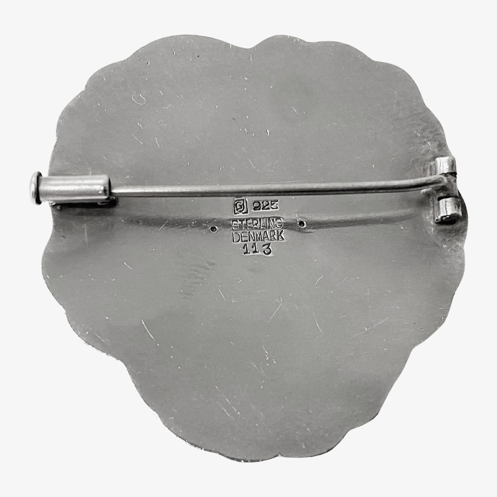 Georg Jensen Sterling Silver Flower Brooch # 113, Denmark 1933-44 2