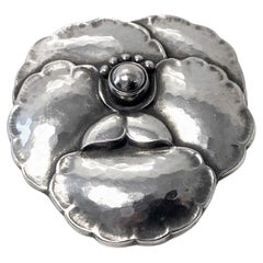 Georg Jensen Sterling Silver Flower Brooch # 113, Denmark 1933-44