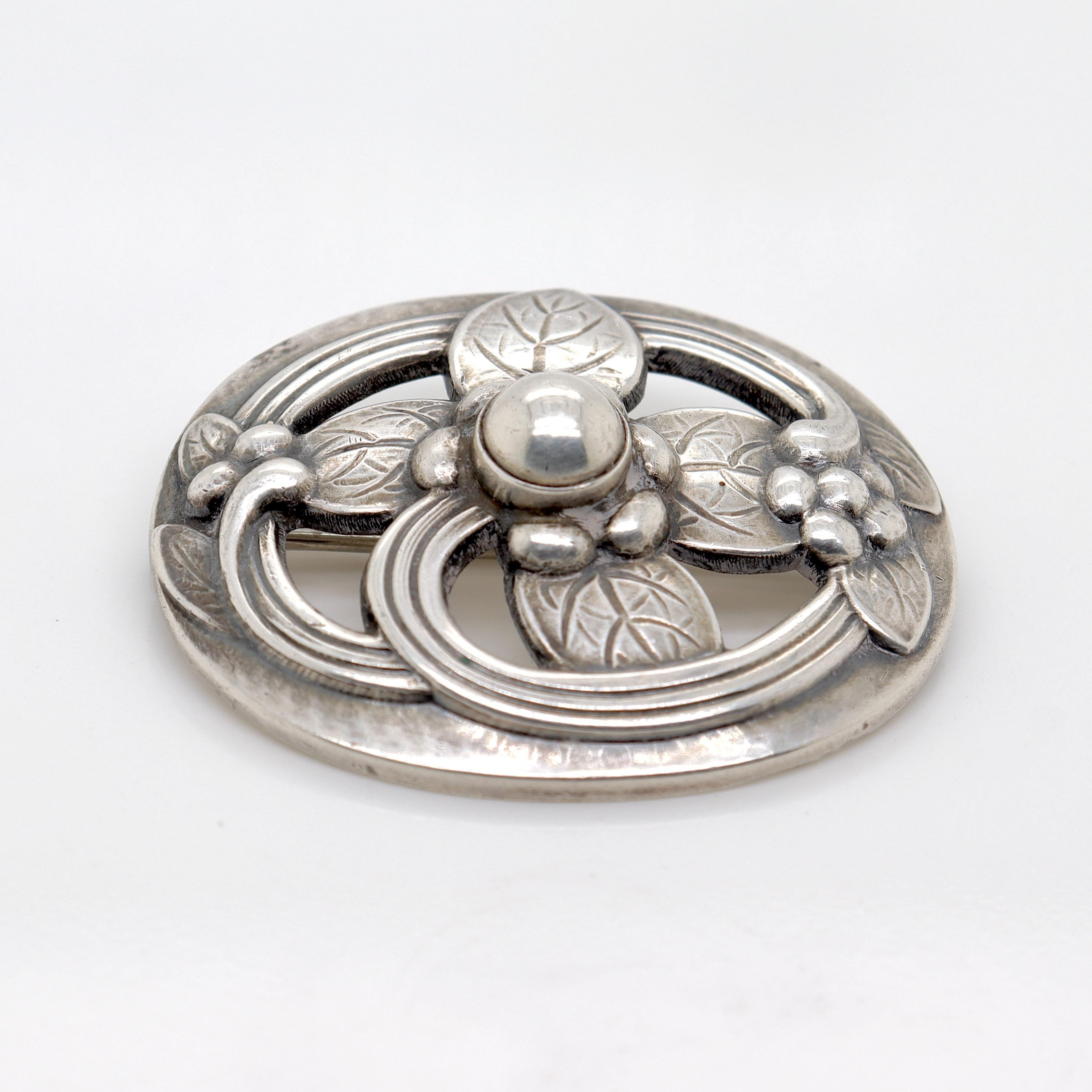Georg Jensen Sterling Silver Flower Brooch No. 138 For Sale 1