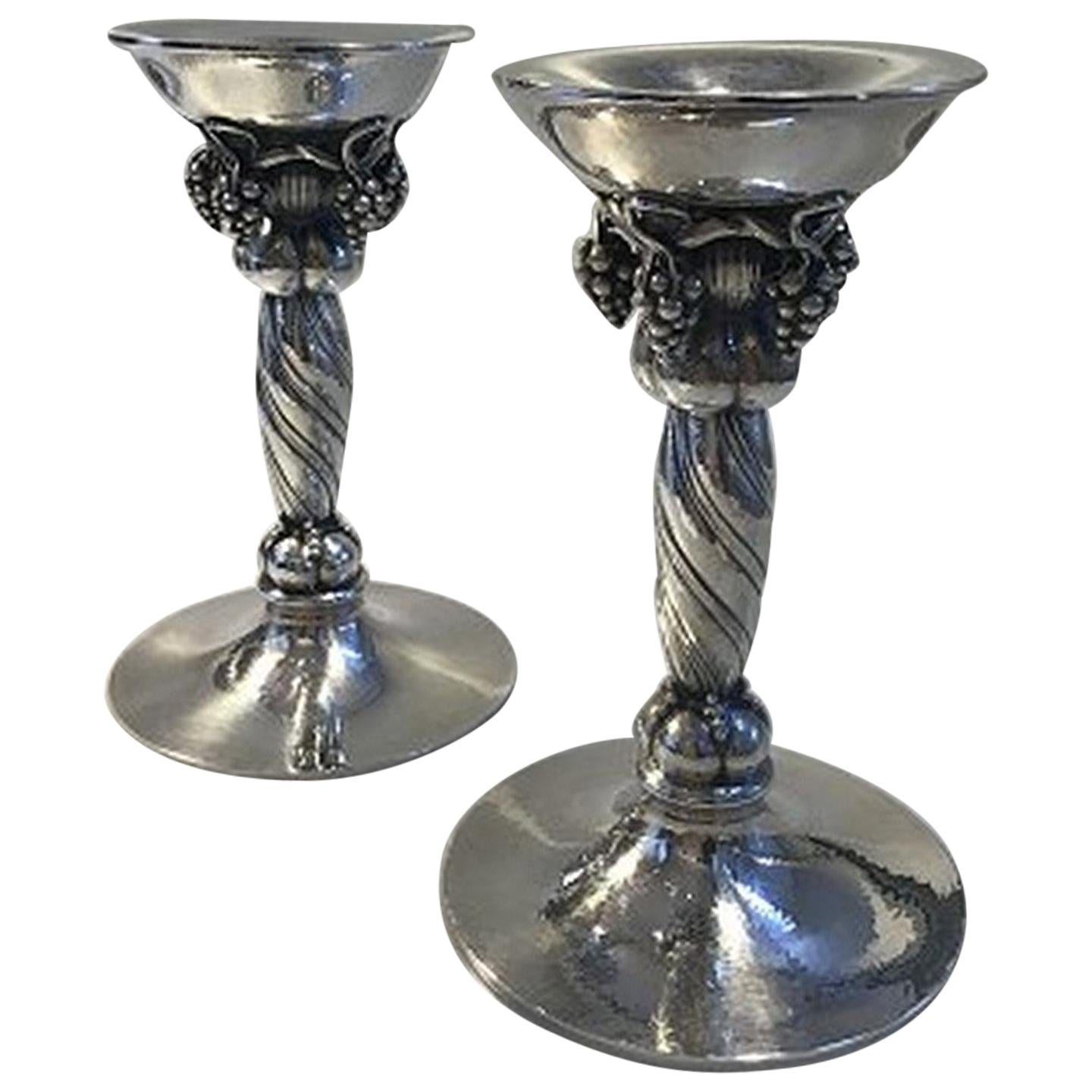 Georg Jensen Sterling Silver "Grape" Candlestick No 263B, Large For Sale