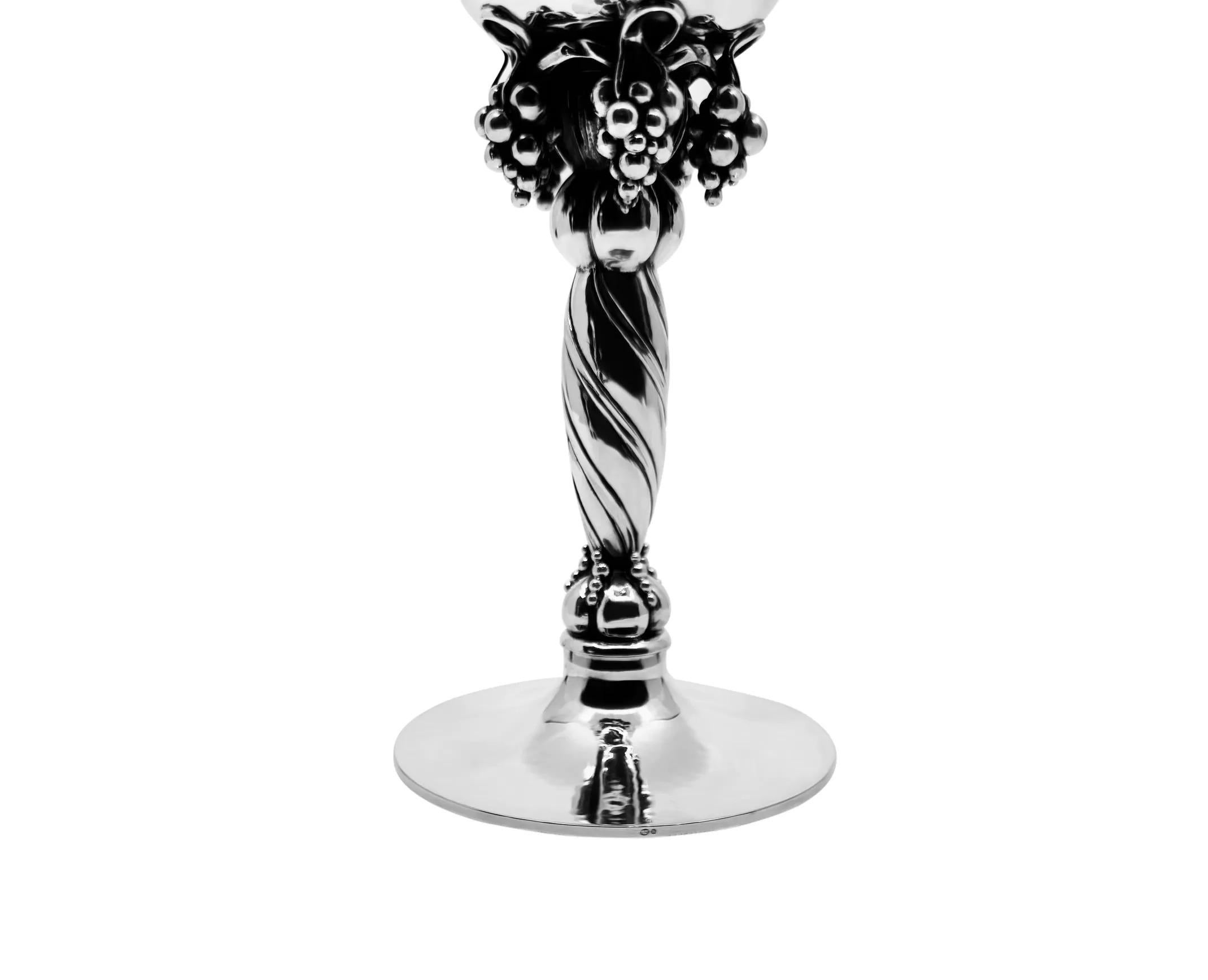 Hand-Crafted Georg Jensen Sterling Silver Grape Candlesticks 263A For Sale