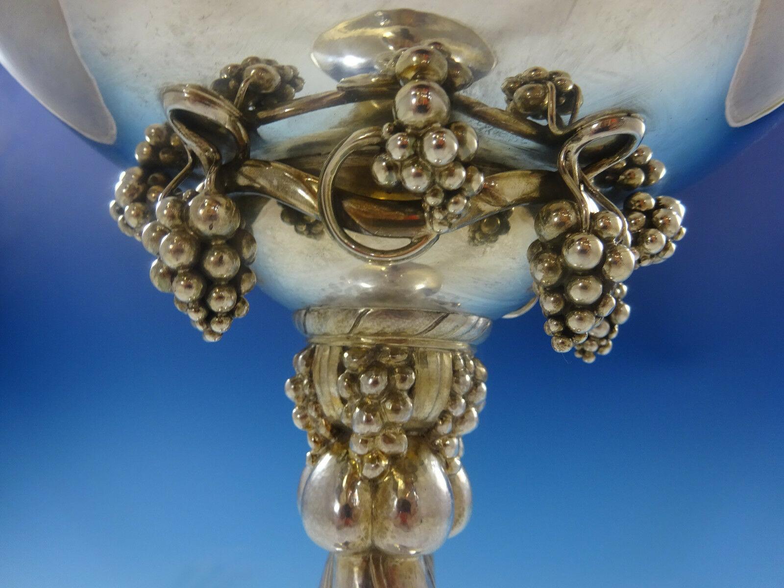 Georg Jensen Sterling Silver Grape Centerpiece No. 264b Hand Hammered In Excellent Condition In Big Bend, WI