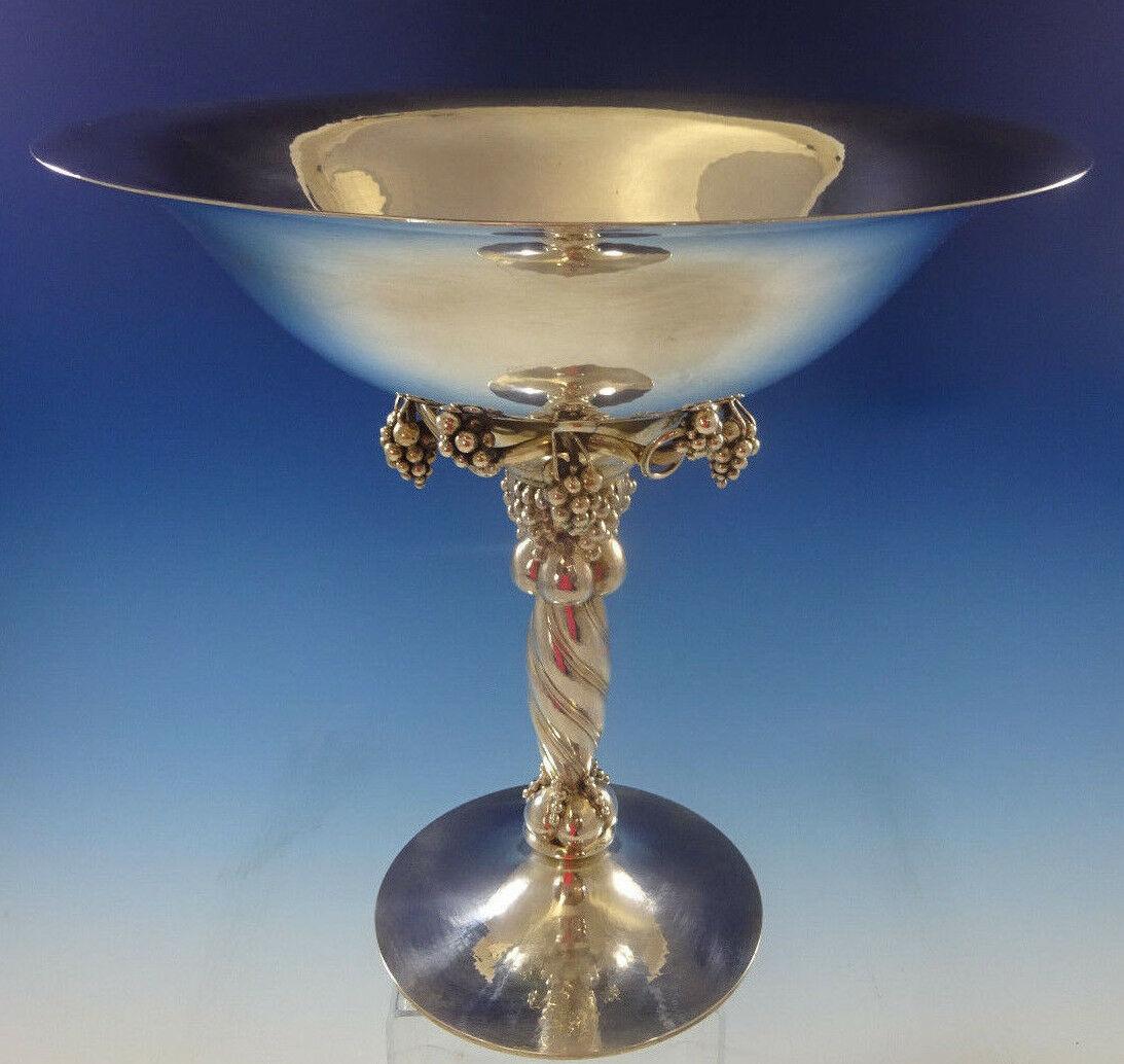 20th Century Georg Jensen Sterling Silver Grape Centerpiece No. 264b Hand Hammered