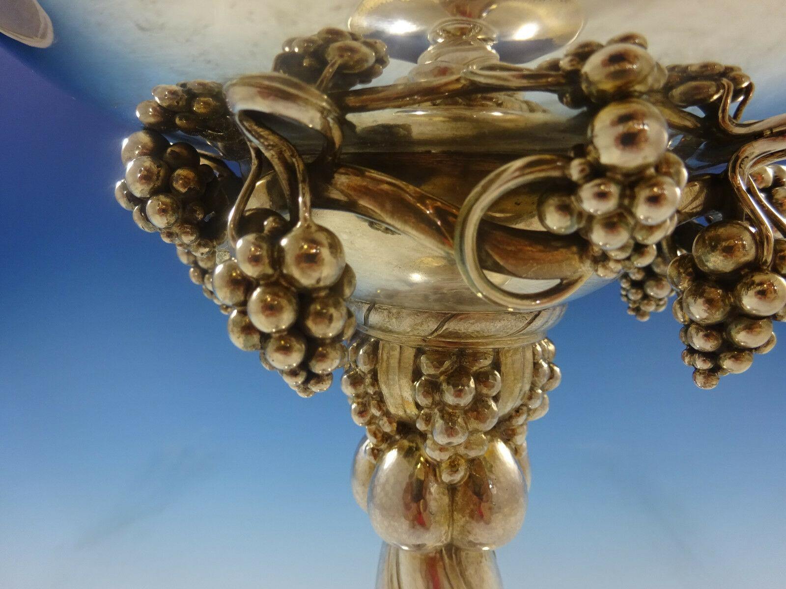 Georg Jensen Sterling Silver Grape Centerpiece No. 264b Hand Hammered 3
