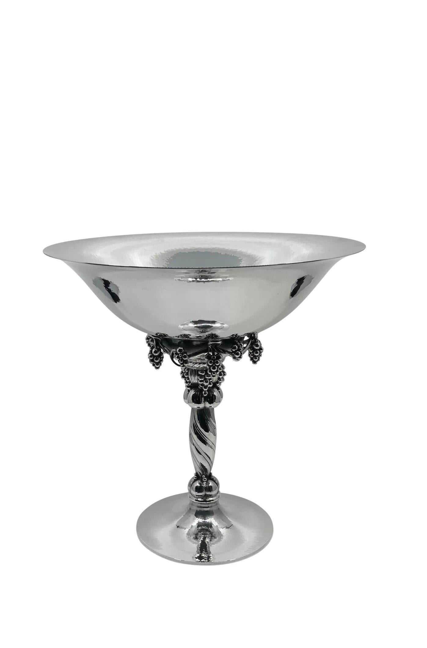 Hand-Crafted Georg Jensen Sterling Silver Grape Tazza 264B For Sale