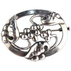 Georg Jensen Sterling Silver Grapes Pattern No. 101 Brooch or Pin