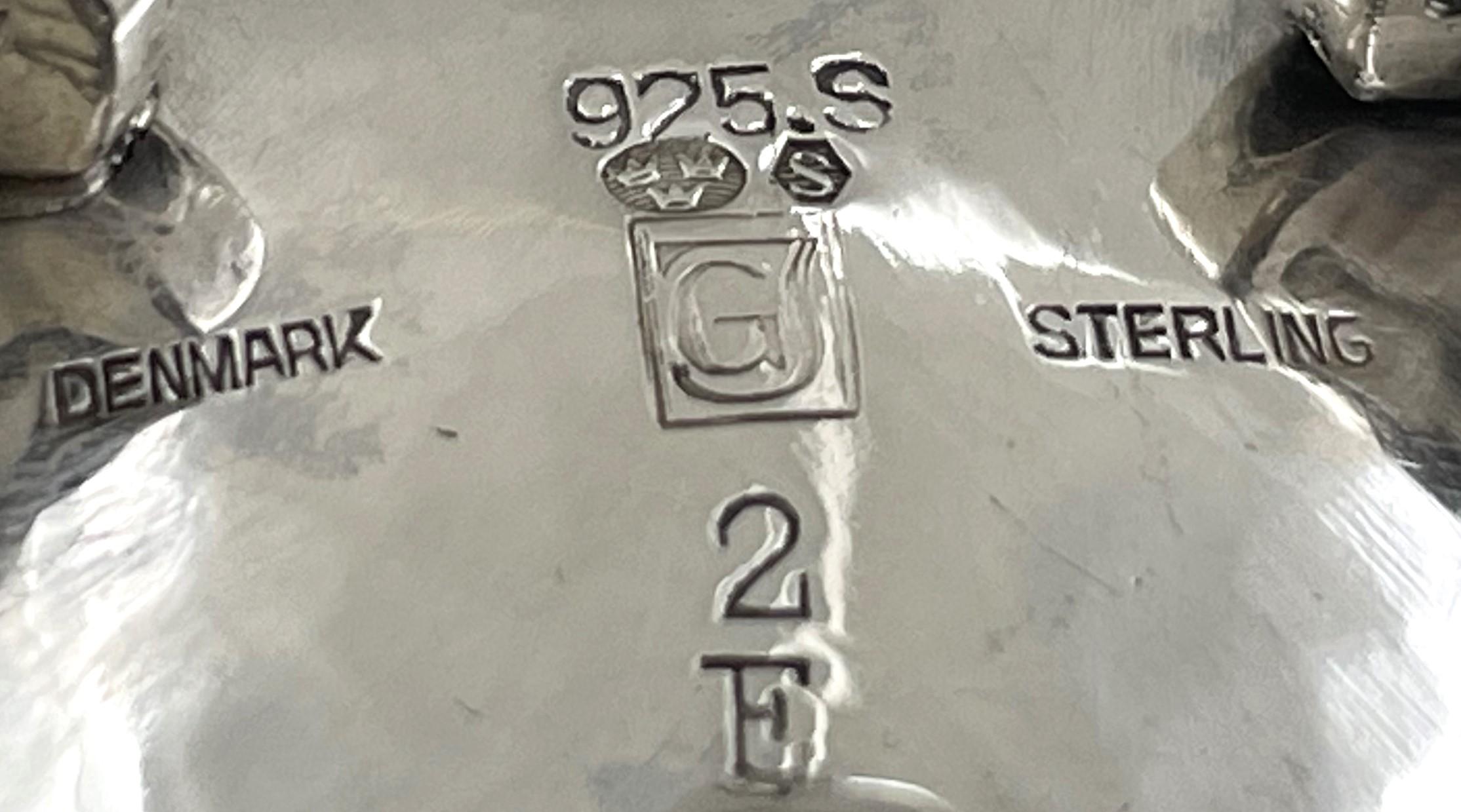 Georg Jensen Sterling Silver Hammered 5-Piece Tea & Coffee Set on Tray Blossom en vente 6