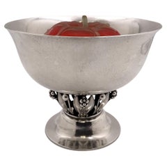 Georg Jensen Sterling Silver Hammered Centerpiece Bowl #197A Art Nouveau Style