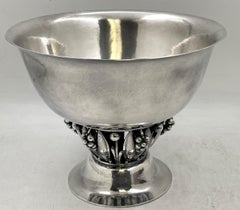 Georg Jensen Sterling Silver Hammered Centerpiece Bowl #197C Art Nouveau Style