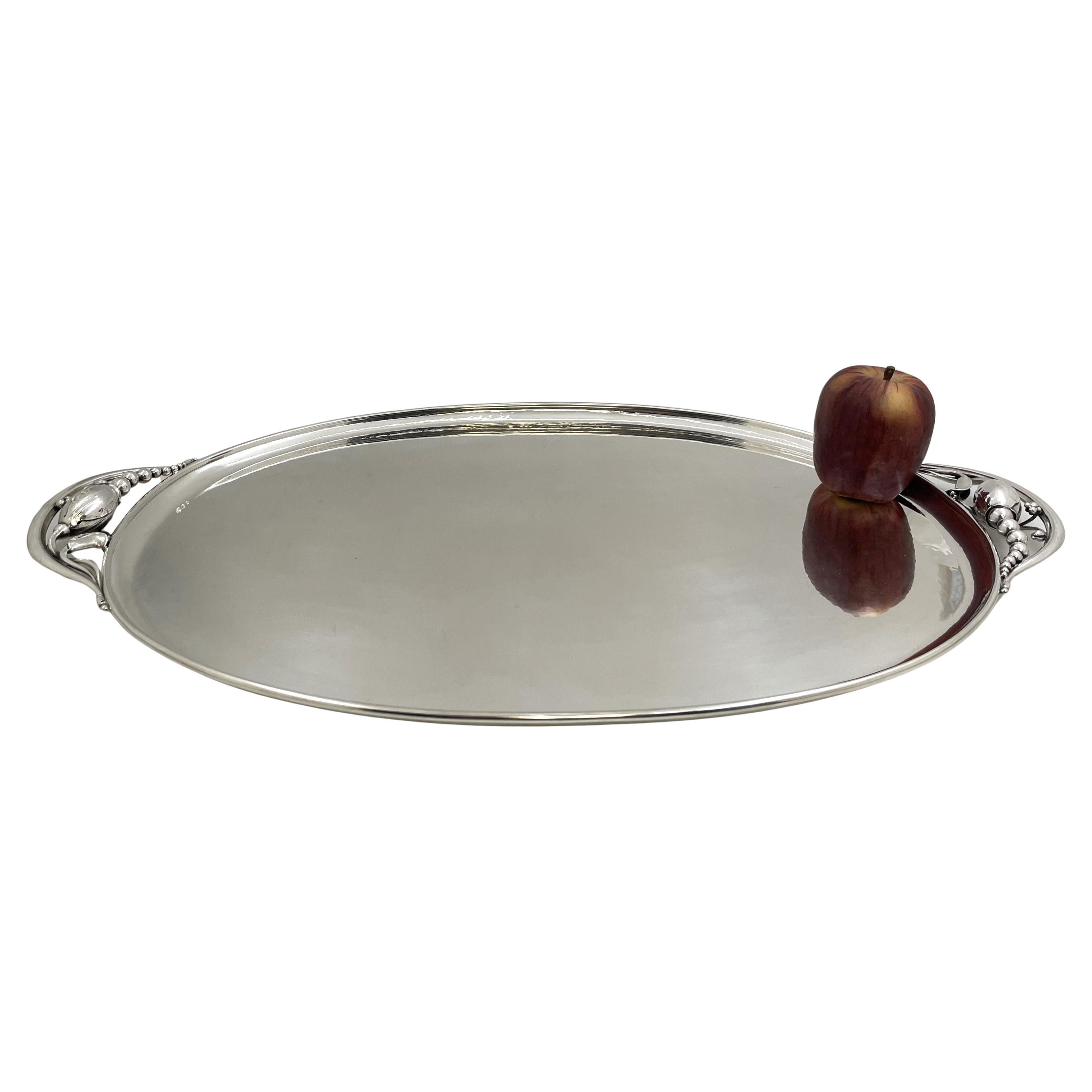 Georg Jensen Sterling Silver Hammered Tray in Blossom Pattern #2I