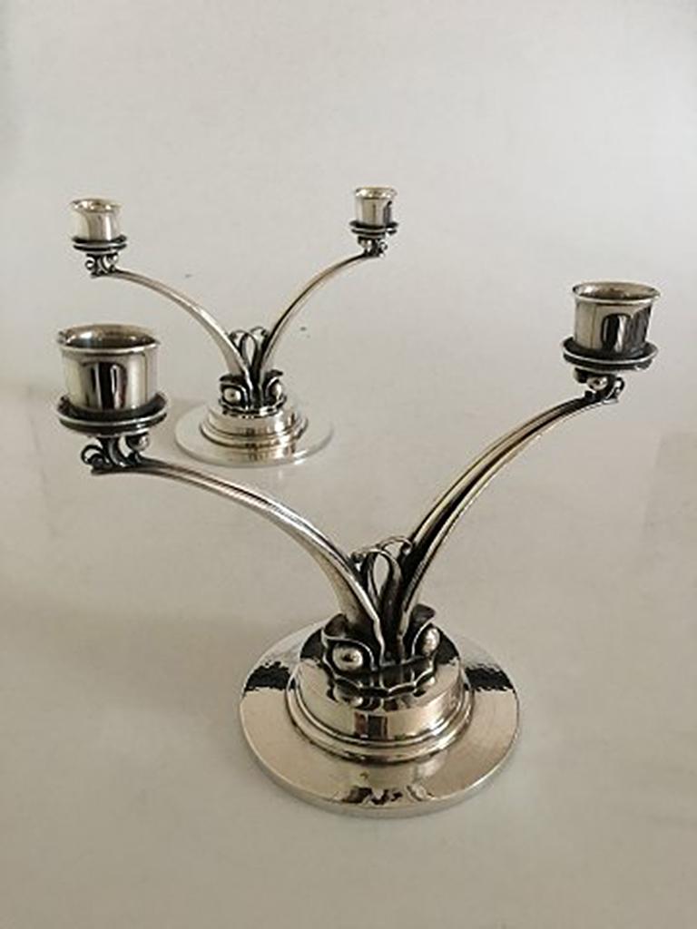 Jensen Sterling Silver Harald Nielsen TwoArmed Candlesticks No