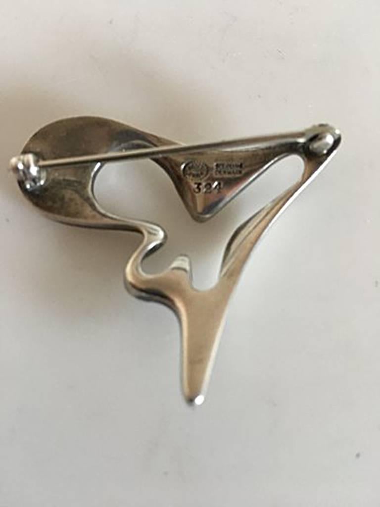 Modern Georg Jensen Sterling Silver Henning Koppel Brooch #324 For Sale