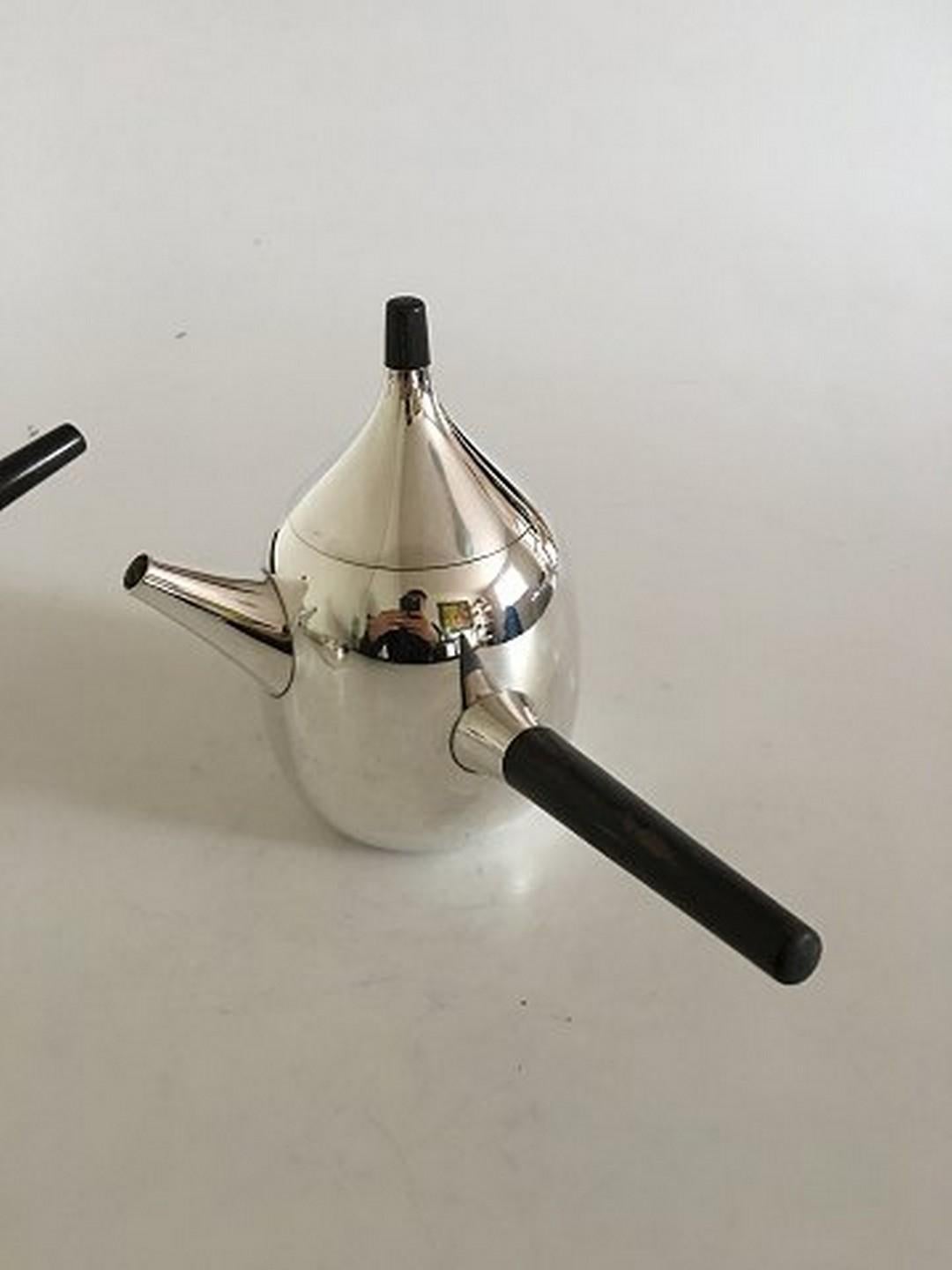 Mid-Century Modern Georg Jensen Sterling Silver Henning Koppel Coffee and Teapot No. 1091 For Sale