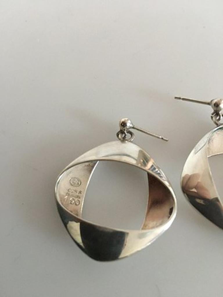 Georg Jensen Sterling Silver Henning Koppel Earrings No 190. Measures 3 cm / 1 3/16 in. Weighs a combined 9.1 g / 0.32 oz.