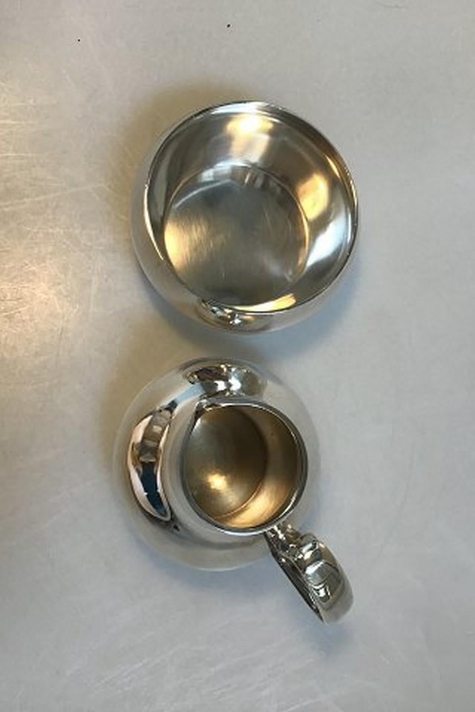 Mid-Century Modern Georg Jensen Sterling Silver Henning Koppel Tea and Coffee Set with Tray No 1017 For Sale