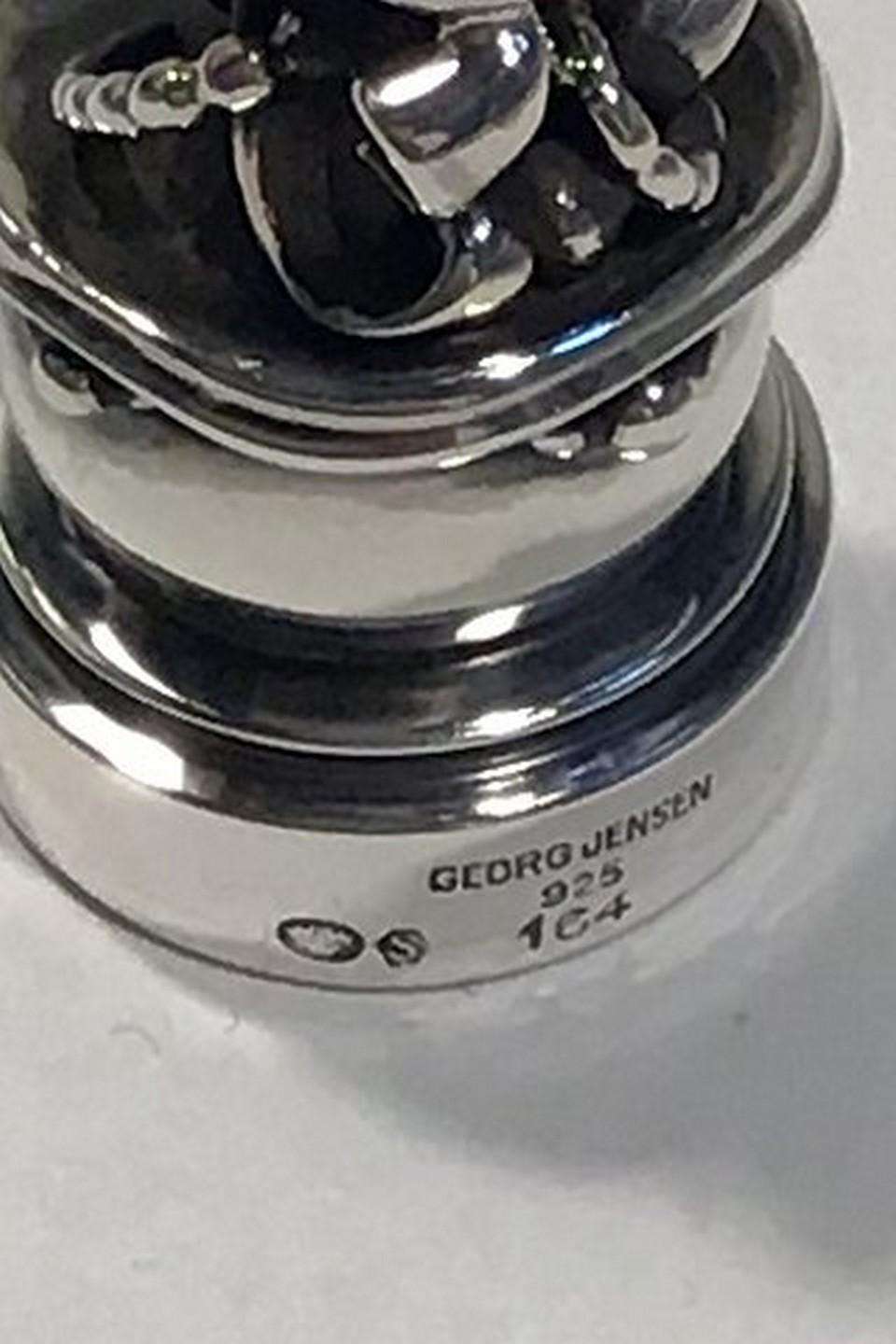 Danish Georg Jensen Sterling Silver Lacquer Seal/Signet No 164 For Sale