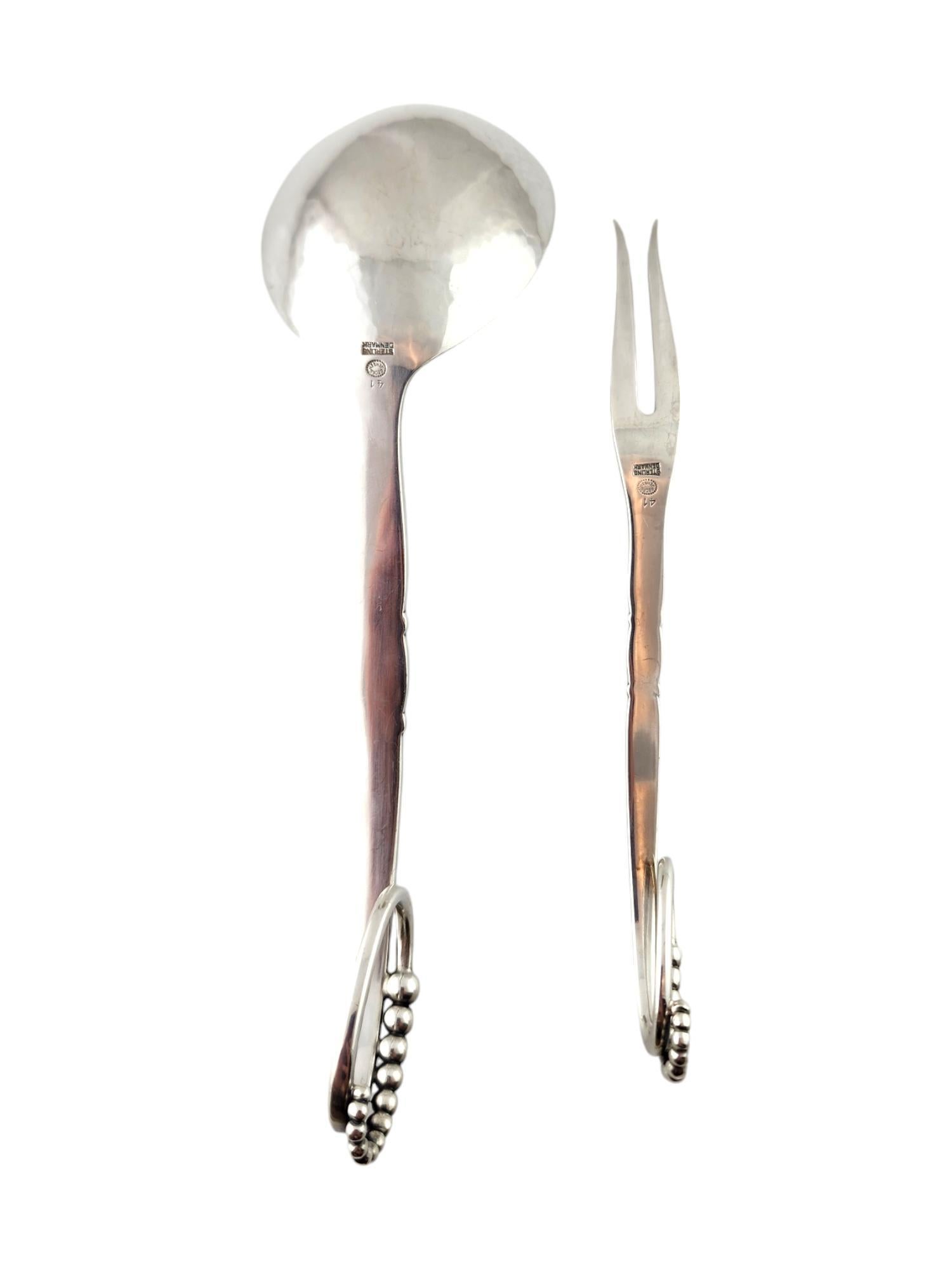 Georg Jensen Sterling Silver Ladle and Two Tine Meat Fork Ornament #41 #18475 For Sale 2