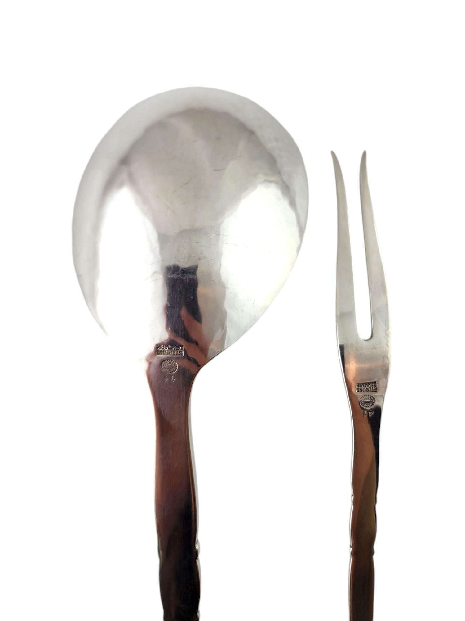 Georg Jensen Sterling Silver Ladle and Two Tine Meat Fork Ornament #41 #18475 For Sale 3