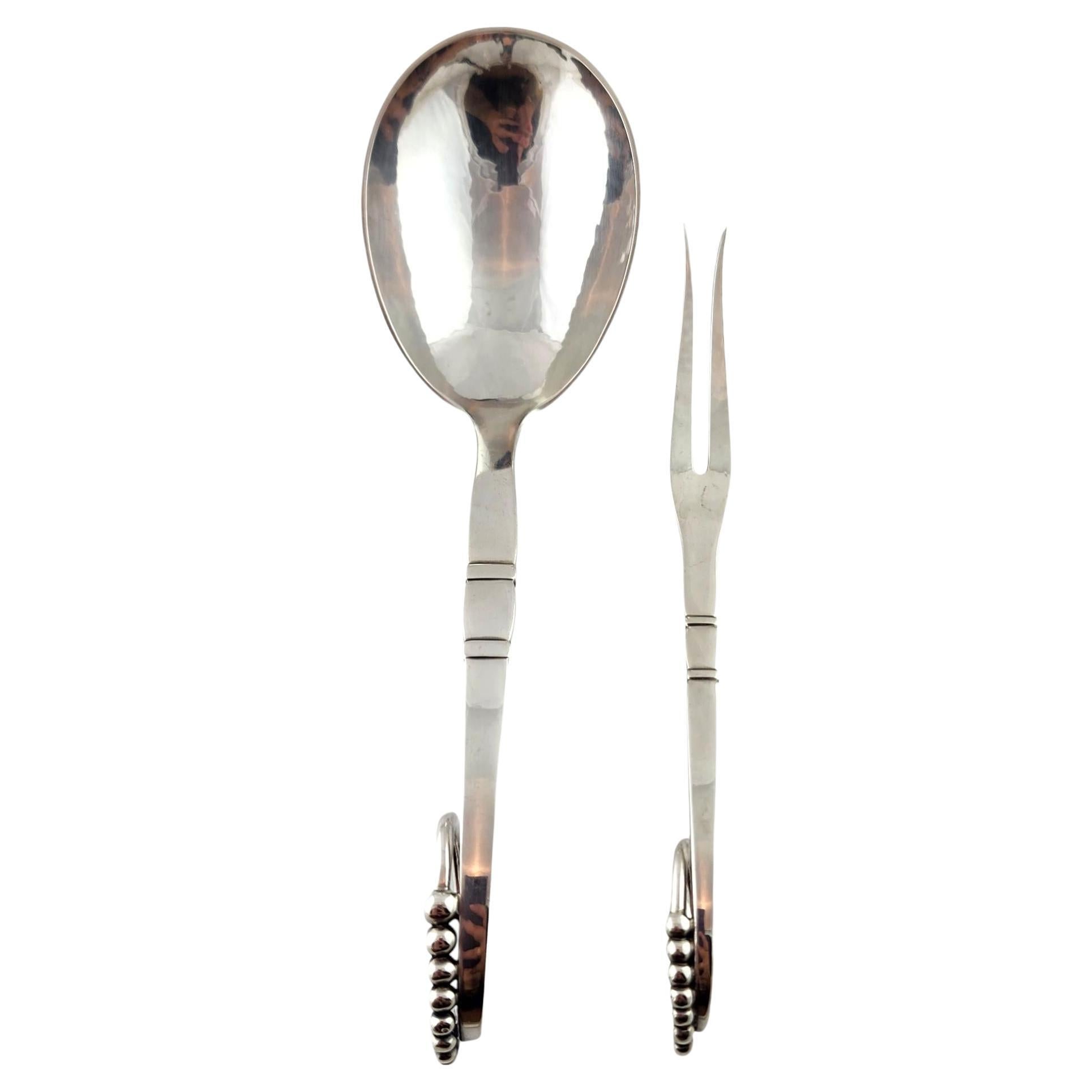 Georg Jensen Sterling Silver Ladle and Two Tine Meat Fork Ornament #41 #18475 For Sale