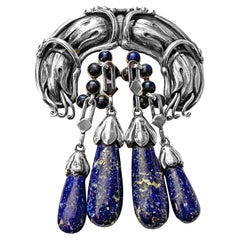 Georg Jensen Sterling Silver Lapis Lazuli Master Brooch, C.1930