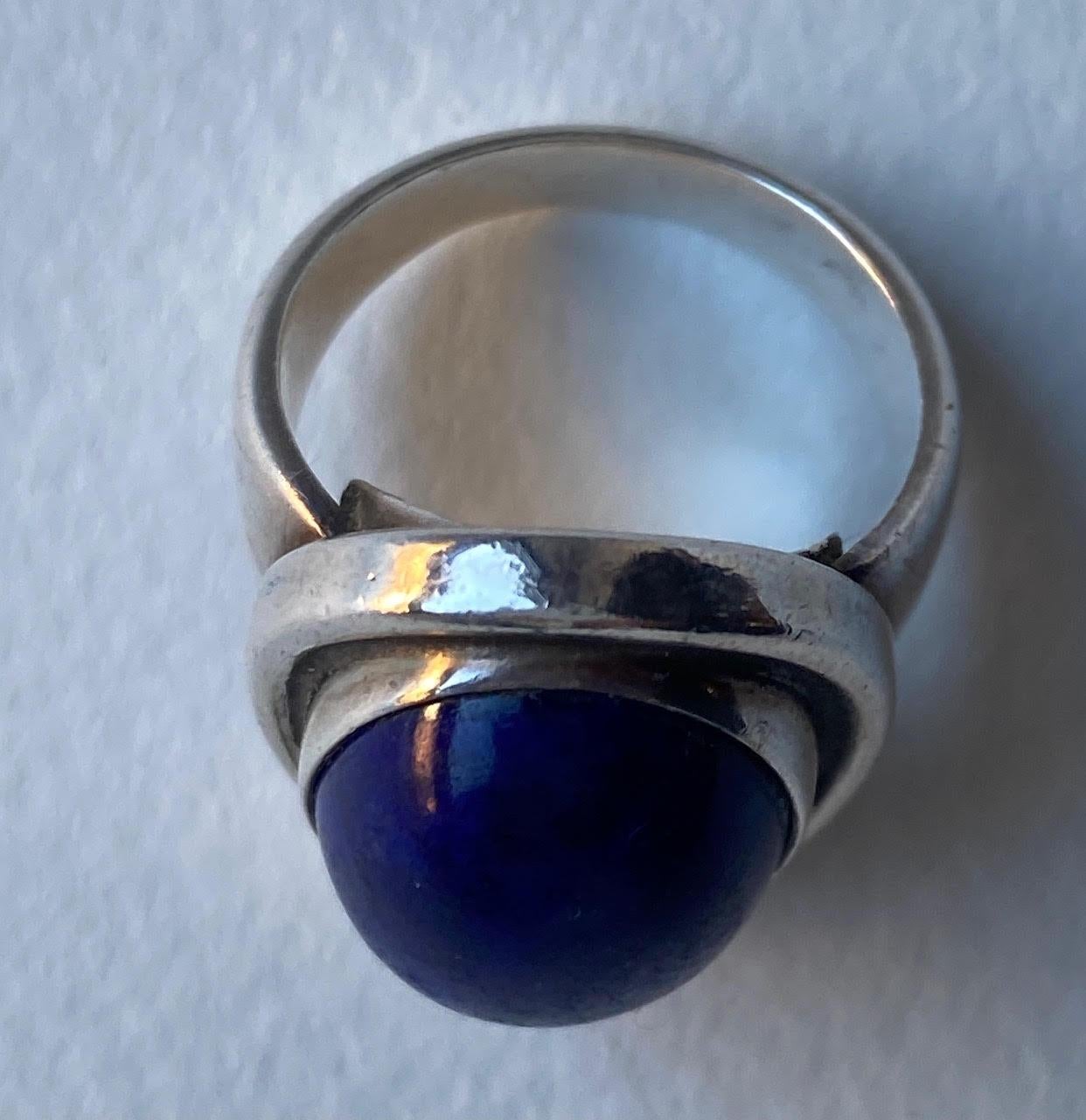 Art déco Georg Jensen, bague en argent sterling lapis-lazuli n° 46A par Harald Nielsen en vente