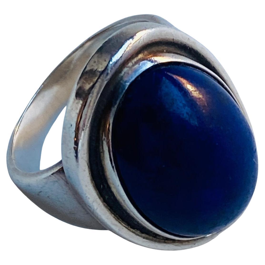 Georg Jensen Sterling Silver Lapis Lazuli Ring No. 46A by Harald Nielsen