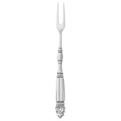 Georg Jensen Sterling Silver Large Acorn Meat Fork with 2 Tines by Johan Rohde