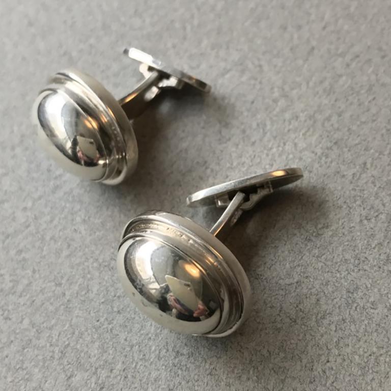 Georg Jensen Sterling Silver Large Cufflinks No 44A In Good Condition For Sale In San Francisco, CA
