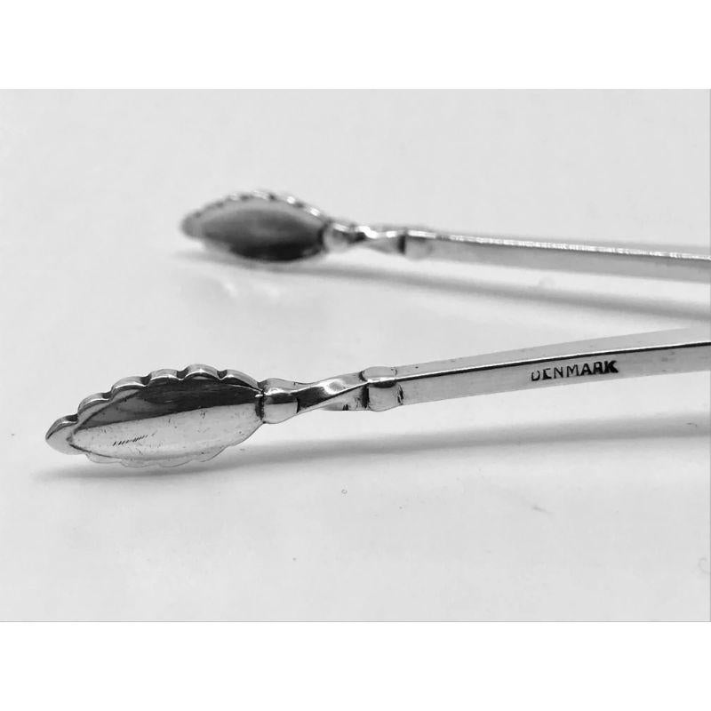 Polished Georg Jensen Sterling Silver Lily of the Valley Sugar Tongs 174 For Sale