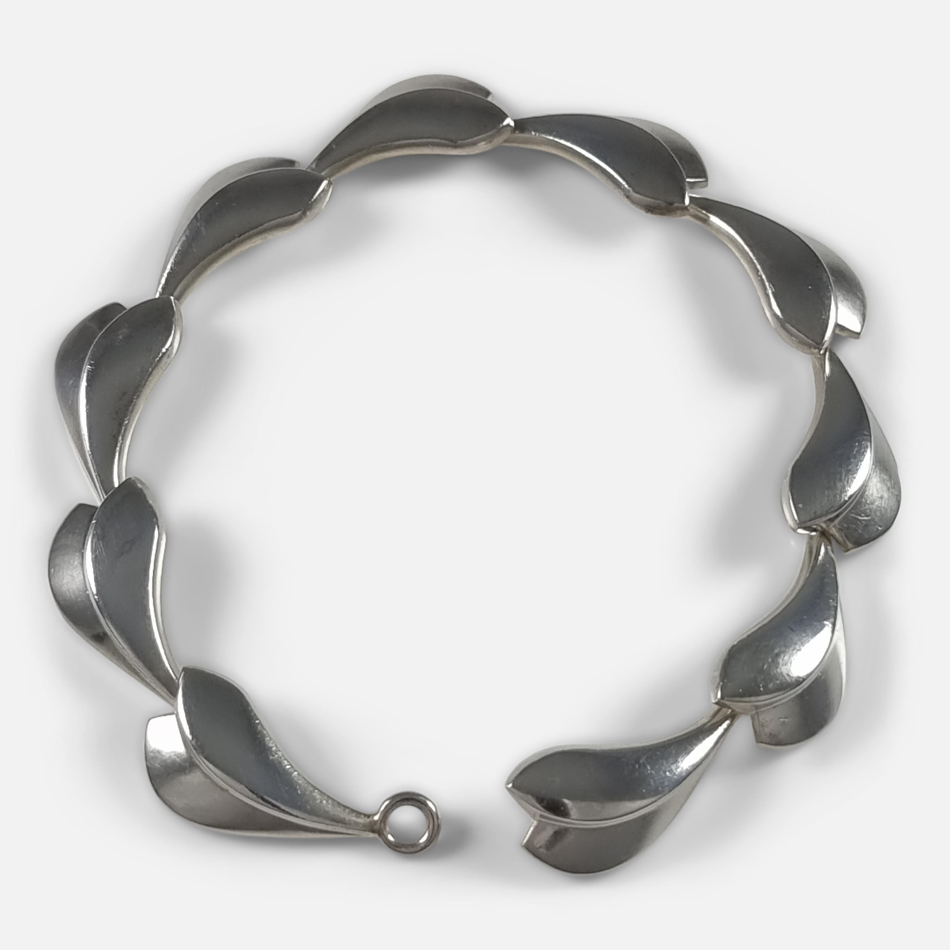 Georg Jensen Sterling Silver Lotus Bracelet, Per Hertz For Sale 5