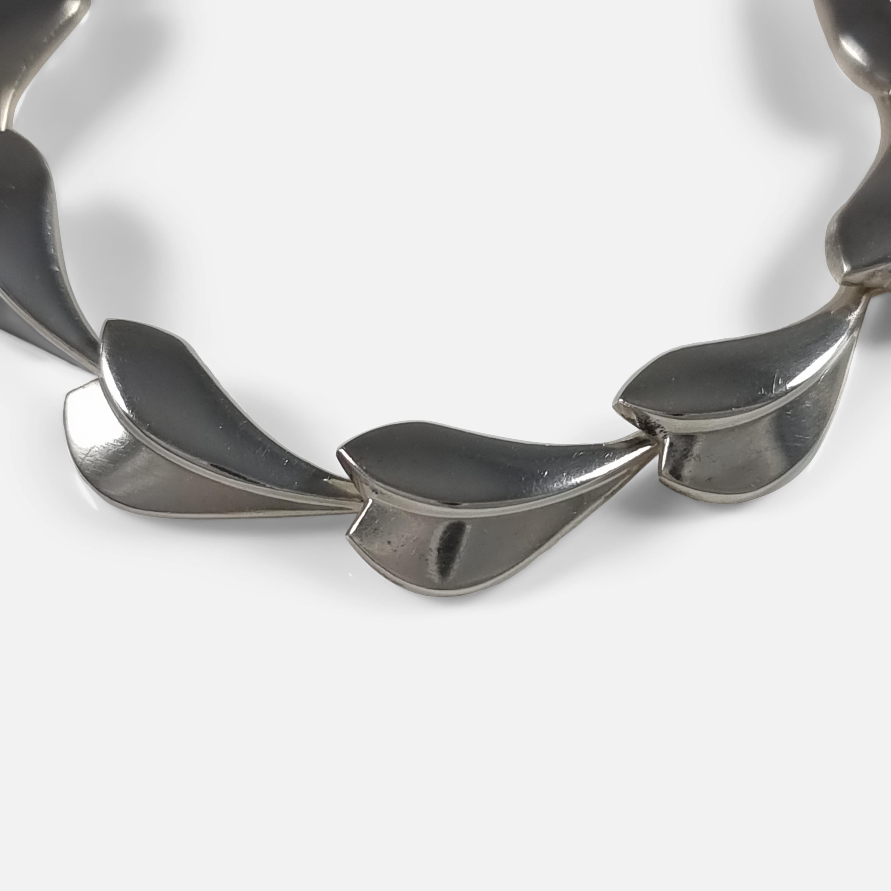 Modern Georg Jensen Sterling Silver Lotus Bracelet, Per Hertz For Sale