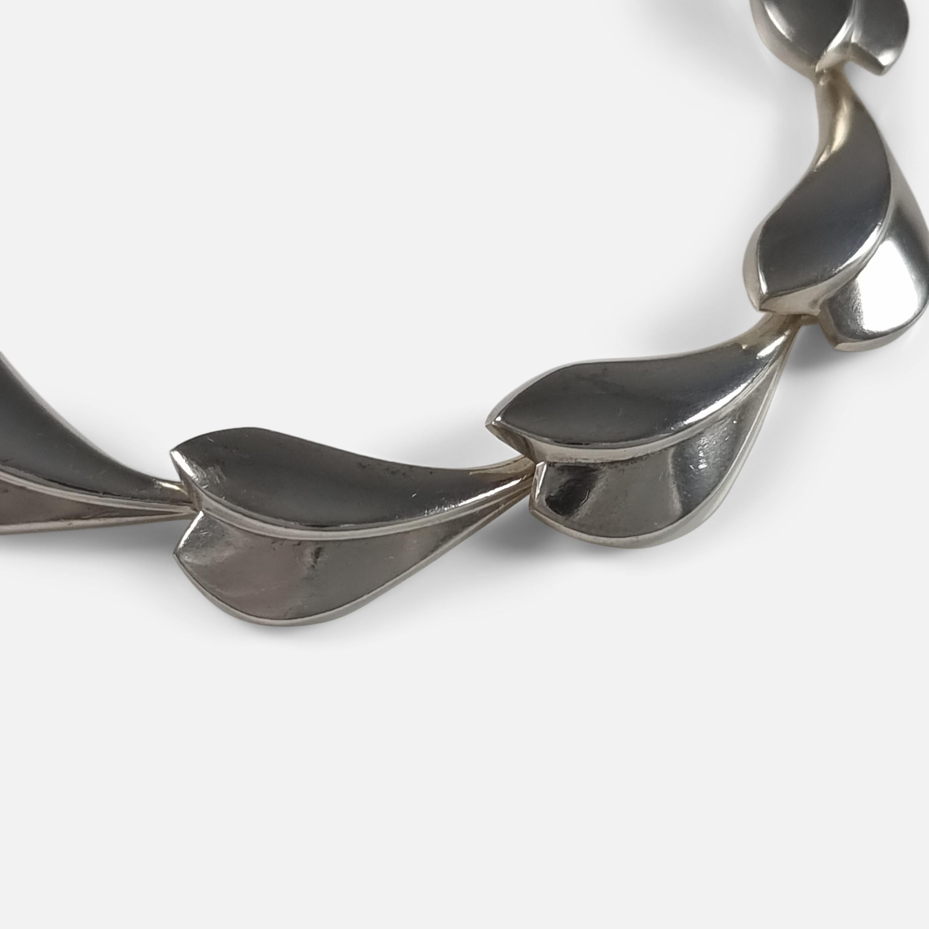 Women's or Men's Georg Jensen Sterling Silver Lotus Bracelet, Per Hertz For Sale