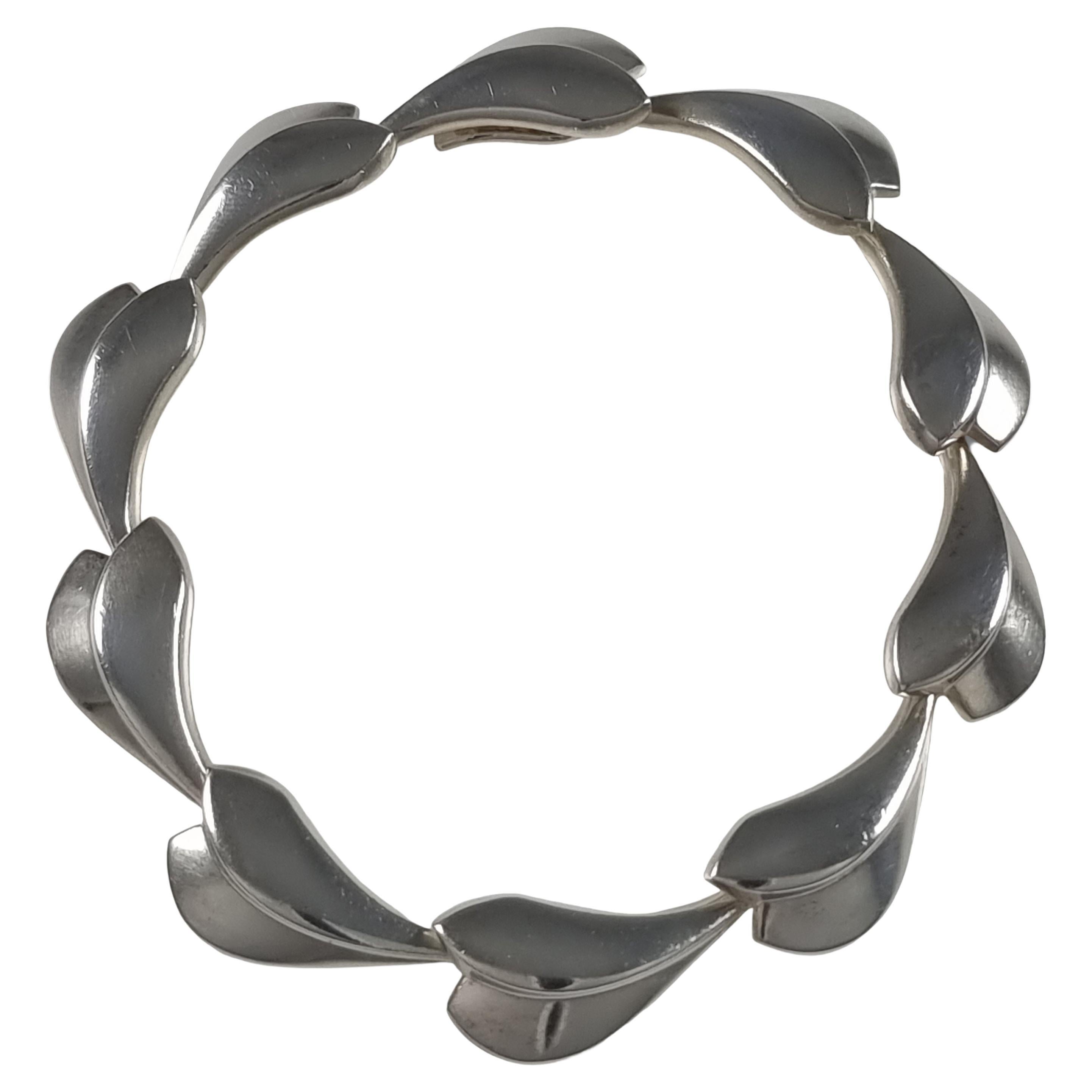Georg Jensen Sterling Silver Lotus Bracelet, Per Hertz For Sale