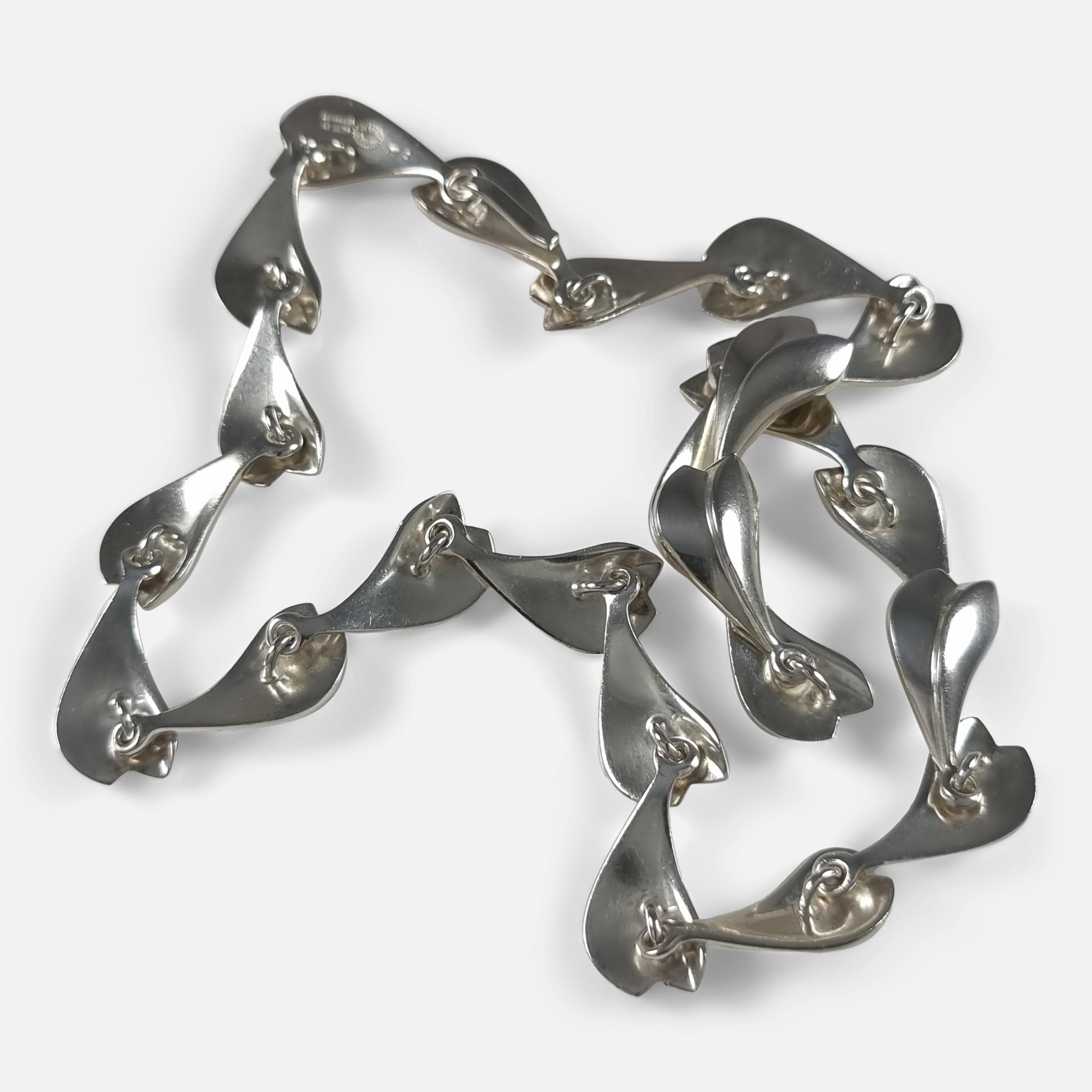 Georg Jensen Sterling Silver Lotus Necklace, Per Hertz For Sale 6