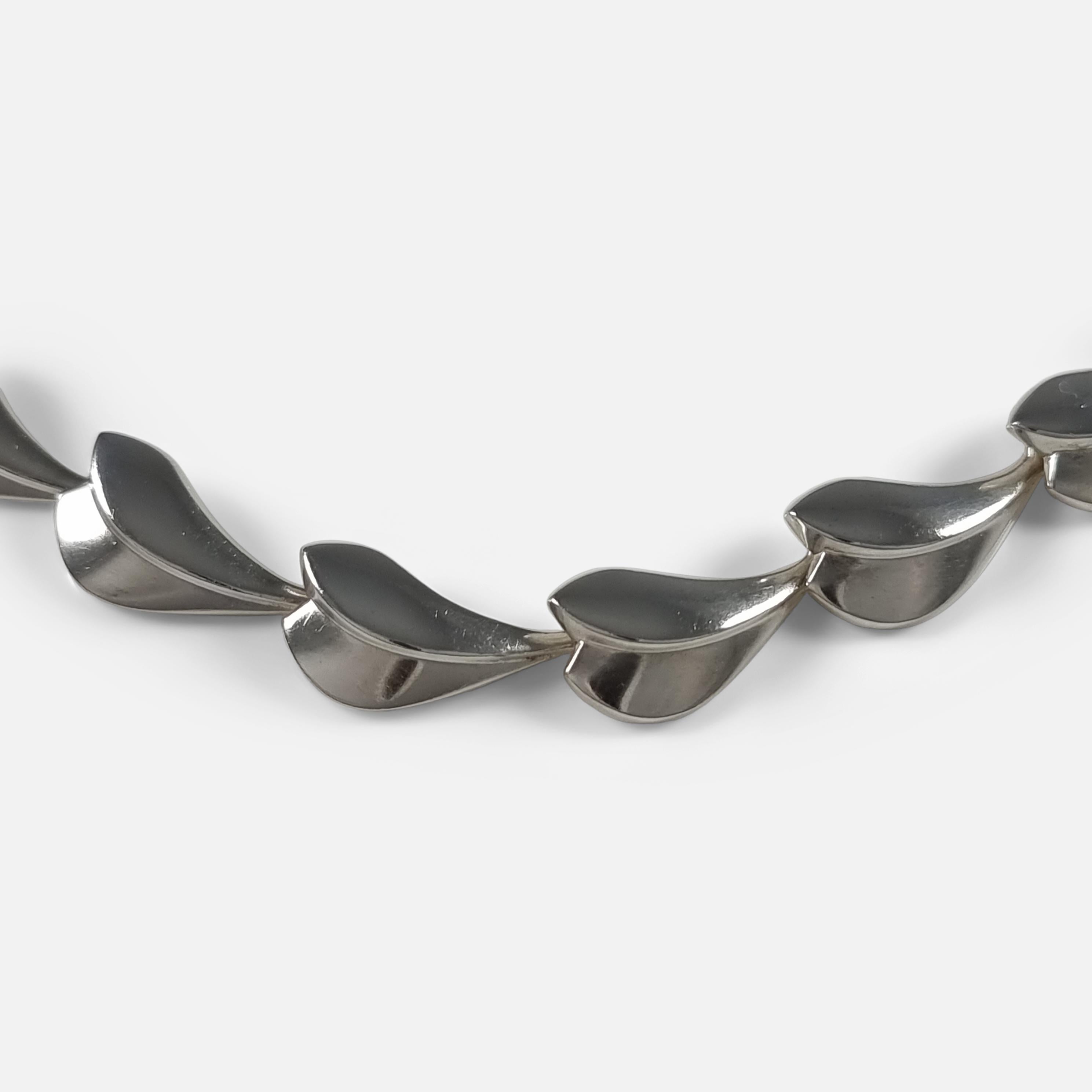 Georg Jensen Sterling Silver Lotus Necklace, Per Hertz In Good Condition For Sale In Glasgow, GB