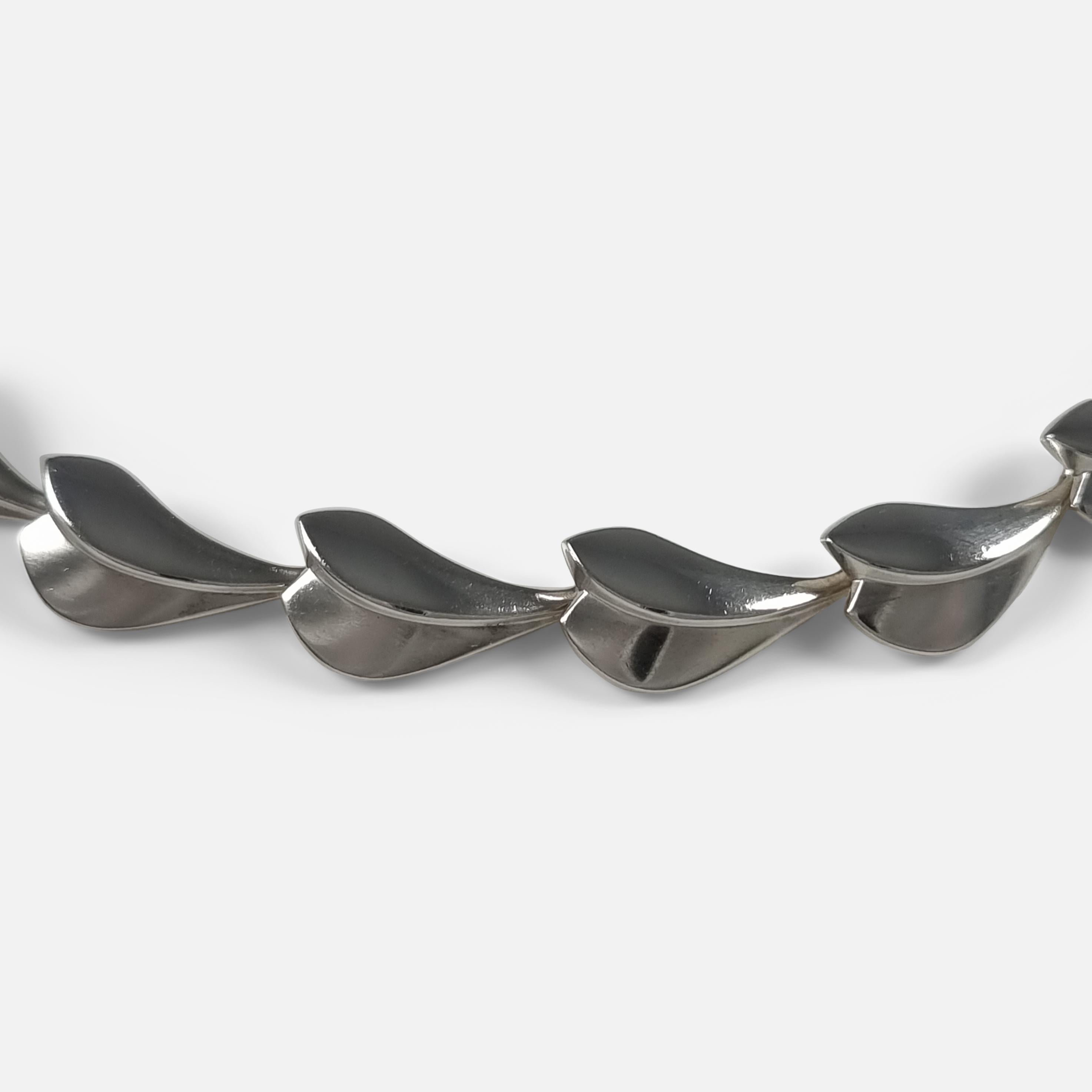 Women's or Men's Georg Jensen Sterling Silver Lotus Necklace, Per Hertz For Sale