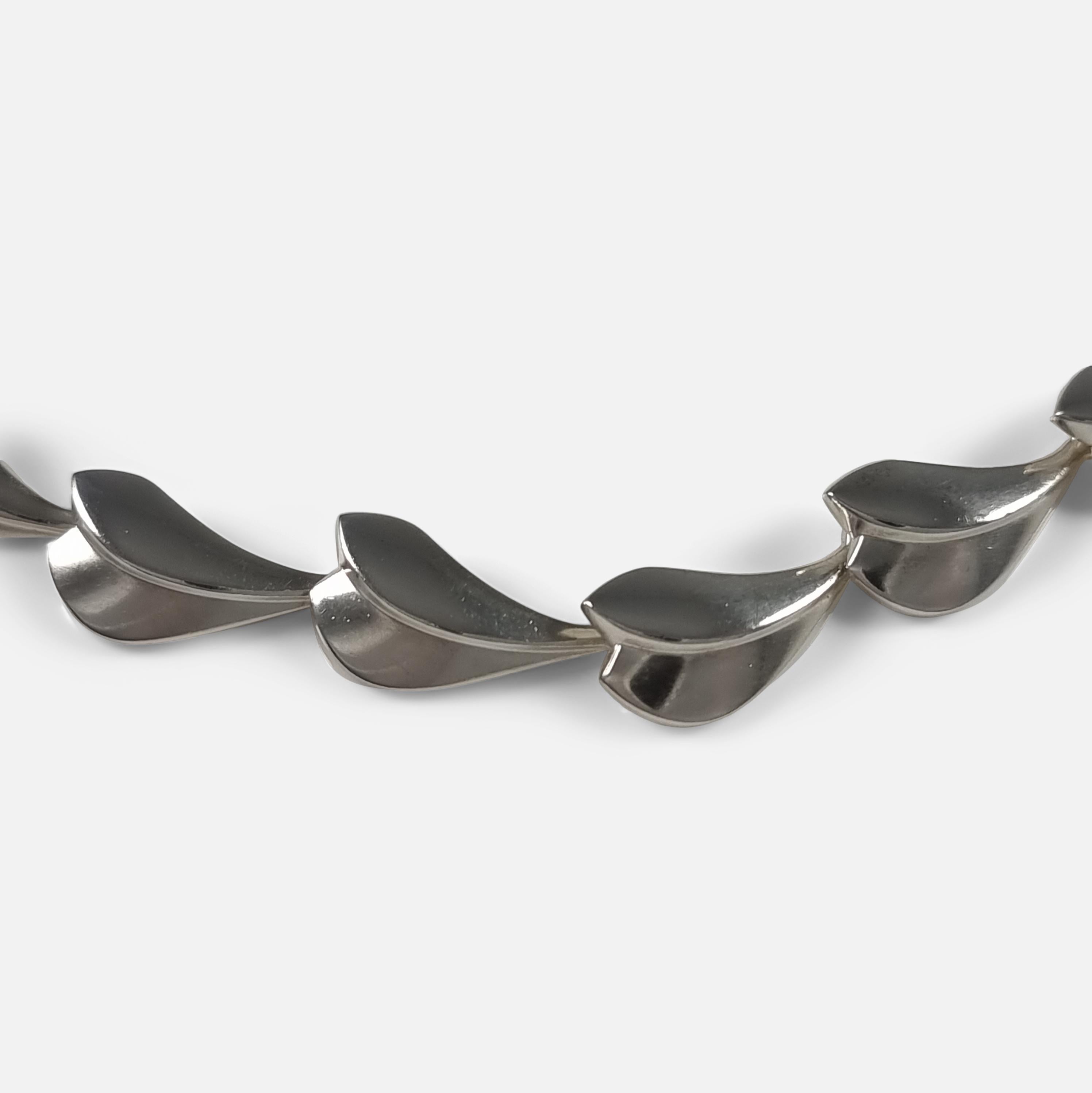 Georg Jensen Sterling Silver Lotus Necklace, Per Hertz For Sale 1